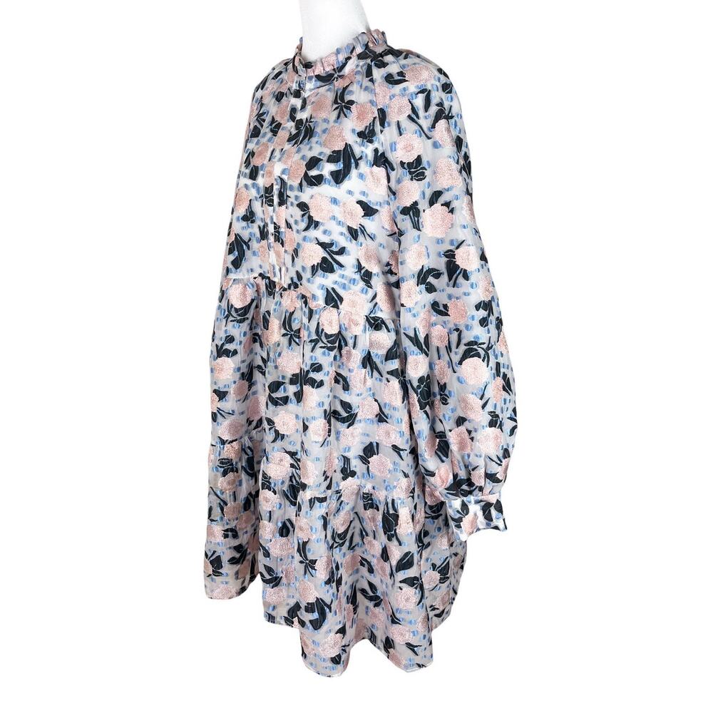 Stine Goya Jasmine Metallic Floral Brocade Organza Coquette Dress Size Large - Picture 6 of 11